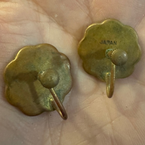 Vintage Japanese Gold Damascene Mt Fuji Volcano Pagoda Motif Japan Earrings - Picture 2 of 2